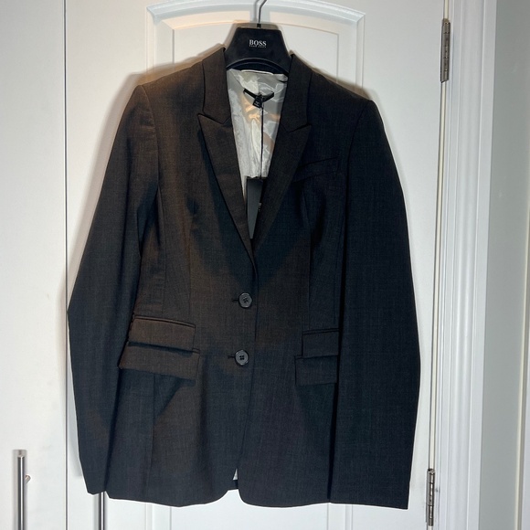 BOSS. HUGO BOSS. Juicyra3 Charcoal Grey Pant Suit Size 2 - Picture 4 of 14